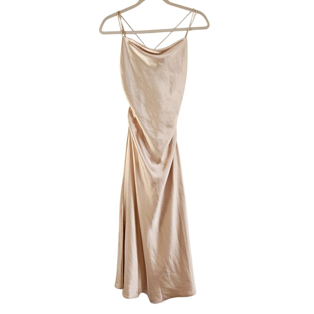 NWT Sachin & Babi Winter‎ Slip Dress in Gold Size 8 Satin Tie Back - Picture 6 of 14